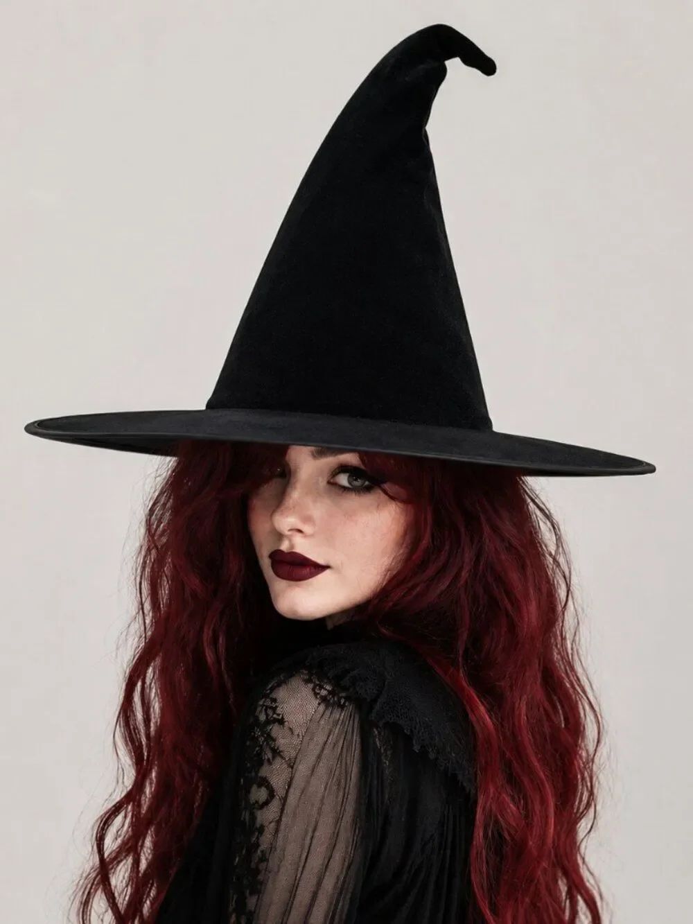 Black Velvet Wide Brim Witch Hat OS NWT